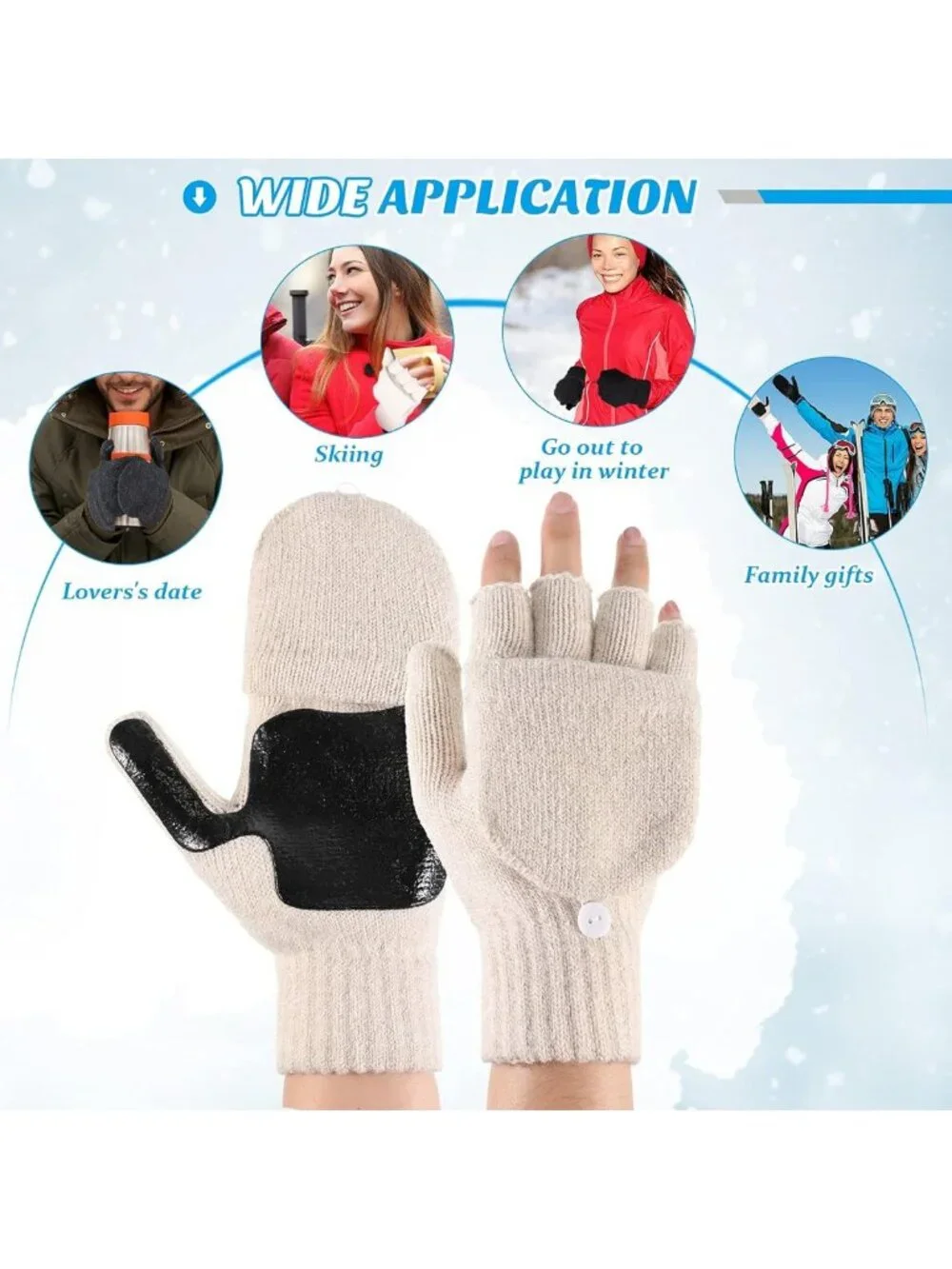 Cozy Winter Fingerless Gloves for Men & Women - Knit Convertible Wool Mittens